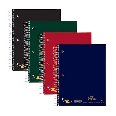 Roaring Spring 5-Subject Notebook, 8.5 x 11, College Ruled, 200 Sheets, Assorted Colors (11197)