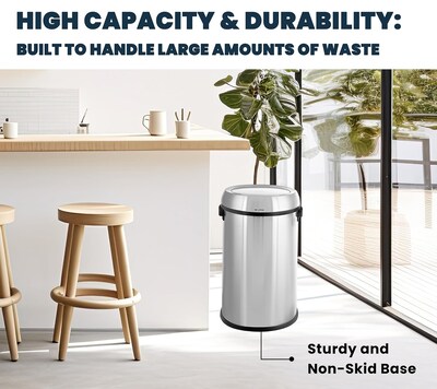 Alpine Dual-Stream Trash/Recycling Station, 34-Gallon, Stainless Steel (ALP470-65L-1-R-T)