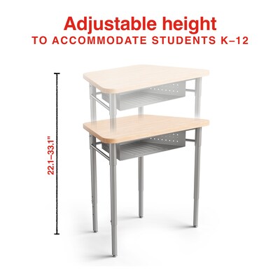 Staples 30.9"W Trapezoidal Student Desk, Gray/Brown (ST63539)