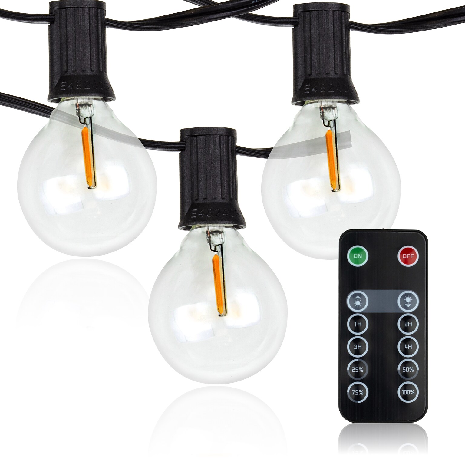 Newhouse Lighting Globe Party LED String Lights with Wireless Remote Dimmer, 50 ft., Black (PSTRINGLEDDIM)