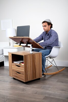 Mind Reader Woodland Collection Bedside 23.75 Particle Board Rectangular Workstations Desk, Brown (B