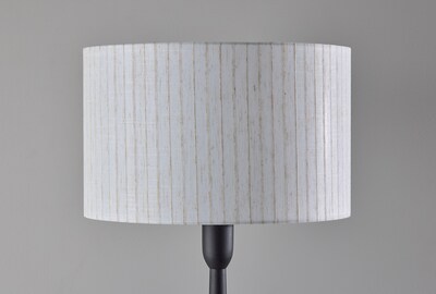 Adesso Nigel 61"H Black Floor Lamp with Off-White Linen Shade (4358-01)