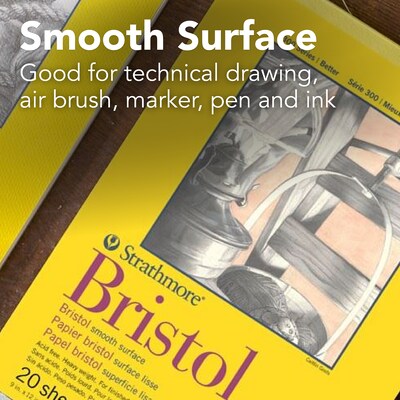 Strathmore 300 Series 9" x 12" Tape Bound Bristol Sketch Pad, 20 Sheets/Pad, 3/Bundle (STTP342903-3)