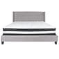 Flash Furniture Riverdale Tufted Upholstered Platform Bed in Light Gray Fabric with Pocket Spring Mattress, King (HGBM44)