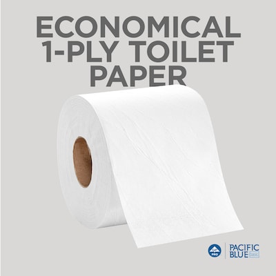 Pacific Blue Basic Toilet Paper, 1-Ply, White, 550 Sheets/Roll, 80 Rolls/Carton (19881/01)