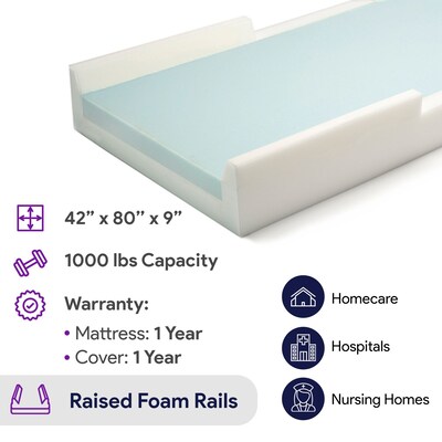 ProHeal Bariatric Foam Hospital Bed Mattress, Two Layered High-Density Foam,  42" x 80" x 6" (PH-81062-RR)