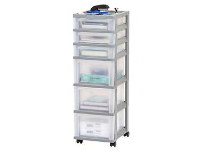 Iris 6-Drawer Storage Cart, Gray/Translucent White (585087)