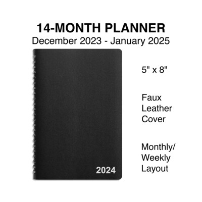 2024 Staples 5 x 8 Weekly & Monthly Appointment Book, Black (ST58454-24)