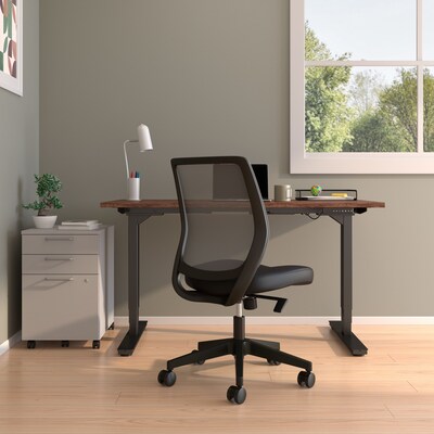 Union & Scale™ Essentials™ Armless Ergonomic Fabric Swivel Task Chair, Black (UN59378)
