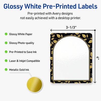 Avery Rectangle Laser/Inkjet Multipurpose Labels, 4 x 3-1/3, White, 40/Pack (19479370834)