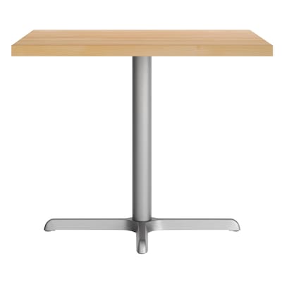 Flash Furniture Bennett Square Shaped Wooden Commercial Indoor Table, 36" x 36", Natural Top/Silver Base (GSFSQ36NTT3030S)