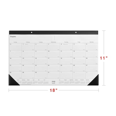 2024-2025 Staples 18" x 11" Academic Monthly Desk Pad Calendar, Black (ST17004-23)