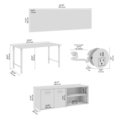 Bush Business Furniture Hustle 30"H x 60"W 2 Person Back to Back Cubicle Workstation, White/Natural Elm (HUS015WHNE)