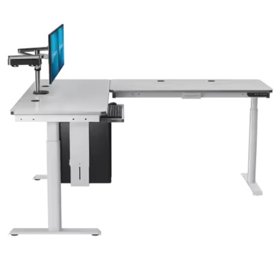 VersaDesk PowerLift 72W Electric L-Shaped Adjustable Standing Desk, White (PLLSD7272-WW-APP)