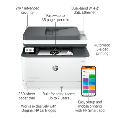 HP LaserJet Pro MFP 3101fdwe Wireless Black & White Printer with Smart Office Features, Bon | Quill.com