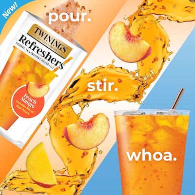 Twinings Peach Mango Refresher Powder Drink Mix, 5 Packets/Box, 6/Boxes (TNA56047)