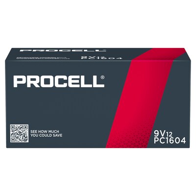 Procell 9V Alkaline Battery, 12/Pack (PC1604/PC1604BK)