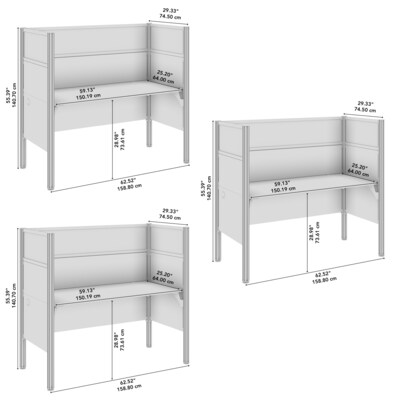 Bush Business Furniture Pro-Biz 55.39"H x 187.56"W 3 Person In-Line Cubicle Panel Workstation, White (100872DG-17)