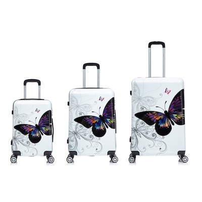 InUSA Hardside Butterfly Suitcase, 4-Wheeled Spinner, TSA Checkpoint Friendly, Black Butterfly (IUAPCSML-BBU)