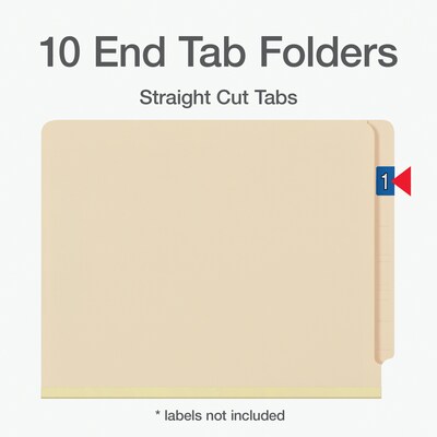 Pendaflex End Tab Classification Folder, 2-Dividers, 2 Expansion, Letter Size, Manila, 10/Box (PFX 13175)