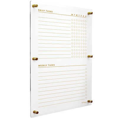 Excello Brands Acrylic Dry-Erase Planning Board, 20 x 30, Gold Print (ACRYLBRD-TSK20X30-GLD)