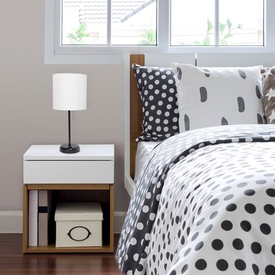 Simple Designs 19.5" LED Table Lamp, Black/White Shade (LT2024-BAW-CCLB)