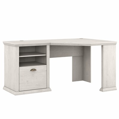Bush Furniture Yorktown 60" Corner Desk with Storage, Linen White Oak (WC40415-03)