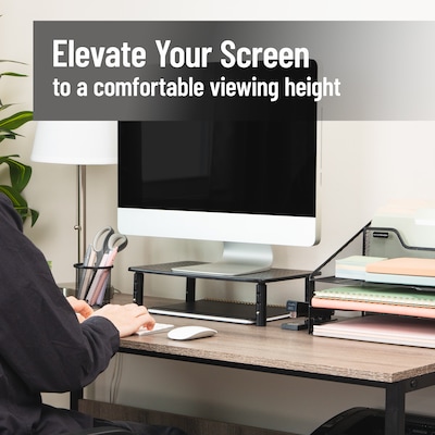 Mind Reader Adjustable Monitor Stand and Ventilated Laptop Riser, Black (4LEGMET-BLK)