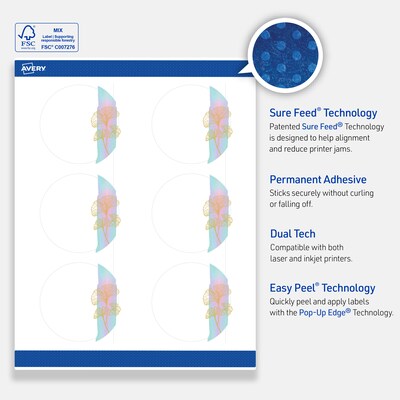 Avery Laser/Inkjet Circle Multipurpose Labels, 3" Dia., White, 60/Pack (S00EVG)