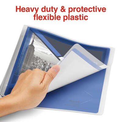 Staples Heavy Duty 1" 3-Ring Flexible Poly Binders, Blue (ST62613)