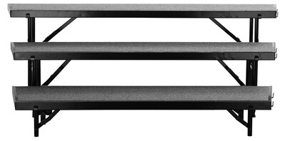 NPS 3-Level Tapered Standing Choral Riser, 54W x 60”-72”L x 24H, Grey Carpet (RT3LC02)