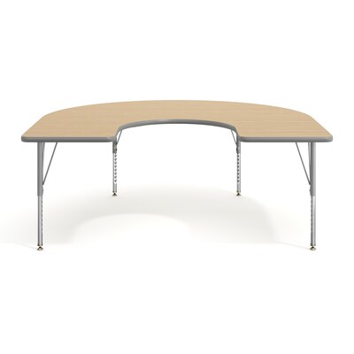 Flash Furniture Wren Horseshoe Activity Table, 66" x 60", Height Adjustable, Light Natural Top/Silver Frame (XUA6066HRSLNTP)