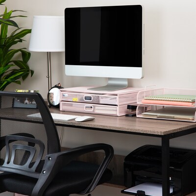 Mind Reader Two-Tier Monitor Stand Laptop Riser, Up to 30 lbs., Pink (2TDMESHY-PNK)