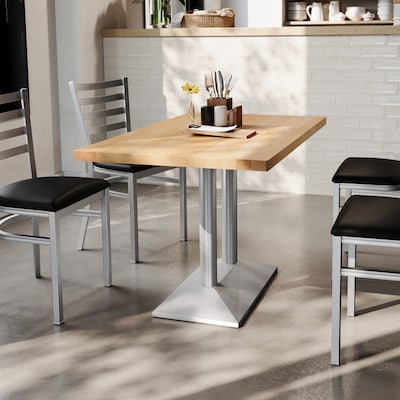 Flash Furniture Bennett Wooden Commercial Indoor Table, 48 x 30, Natural Top/Silver Base (GSF3048NTTB002S)