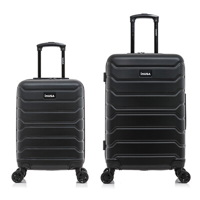 InUSA Trend 2-Piece Hardside Spinner Luggage Set, TSA Checkpoint Friendly, Black (IUTRE0SM-BLK)