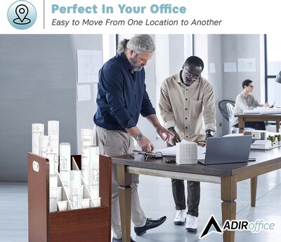 AdirOffice 20-Slot Mobile Roll File, 24.75"H x 15.25"W x 13.25"D, Mahogany (624-MA-KIT1)