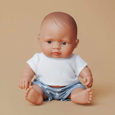 Miniland My Friends & Me Vinyl Hispanic Boy Baby Doll, 8.25", Multicolored (MLE33005)