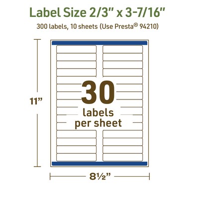 Avery Dissolvable Rectangle Multipurpose Labels, 2/3" x 3-7/16", Off-white, 300/Pack (94210)