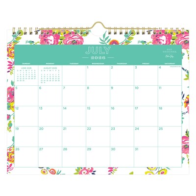 2026-2027 Blue Sky Wirebound Floral 8.75 x 11 Academic Monthly Wall Calendar, Peyton White (107936-A27)
