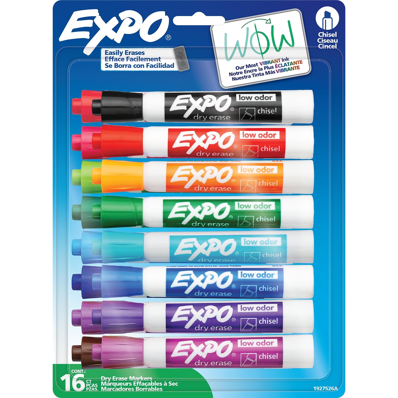 Expo Tank Dry Erase Markers, Chisel Tip, Assorted Colors, 16/Pack (1927526SAN)