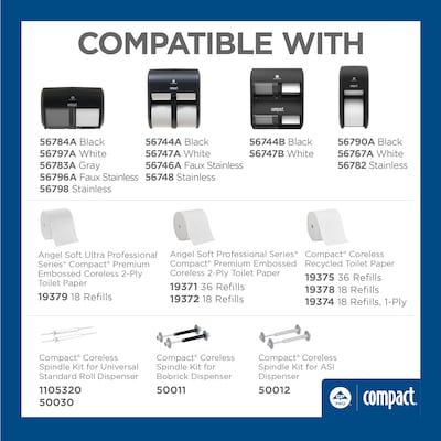 Georgia-Pacific Compact Quad 4-Roll Coreless Toilet Paper Dispenser, Black (56744B)