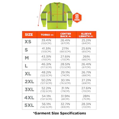 Ergodyne GloWear 8370 High Visibility Long Sleeve T-Shirt, ANSI Type R Class 3, Lime, 2XL (22256)