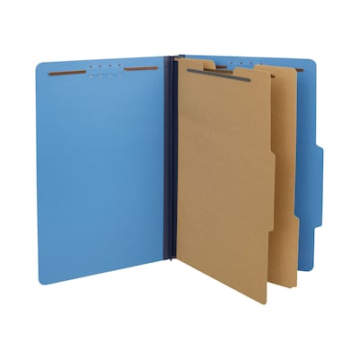 Quill Brand® 2/5-Cut Tab Pressboard Classification File Folders, 2-Partitions, 6-Fasteners, Legal, B