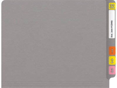 Medical Arts Press Reinforced End Tab File Folder, Straight Cut, Letter-Size, Gray, 50/Box (S-01501-GRY)