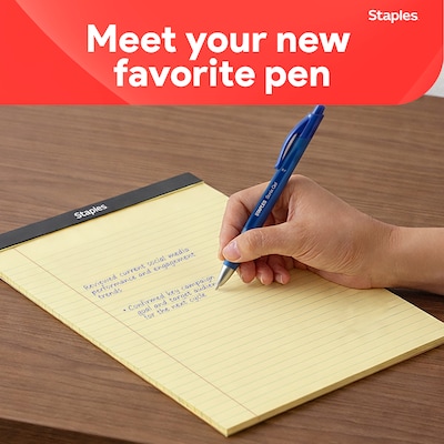 Staples Sonix Retractable Gel Pens, Medium Point, 0.7mm, Blue Ink, Dozen (13563-CC)