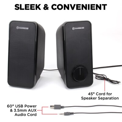 GoGroove SonaVERSE UB2 Computer Speaker System, Black (GGSVUB2100BOWS)