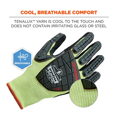 Ergodyne ProFlex 7141 Hi-Vis Nitrile Coated Cut-Resistant Gloves, ANSI A4, Lime, XL, 12 Pair (17835)