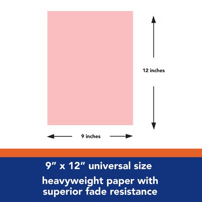 Tru-Ray 9" x 12" Construction Paper, Pink, 50 Sheets/Pack, 10 Packs/Bundle (PAC103012-10)