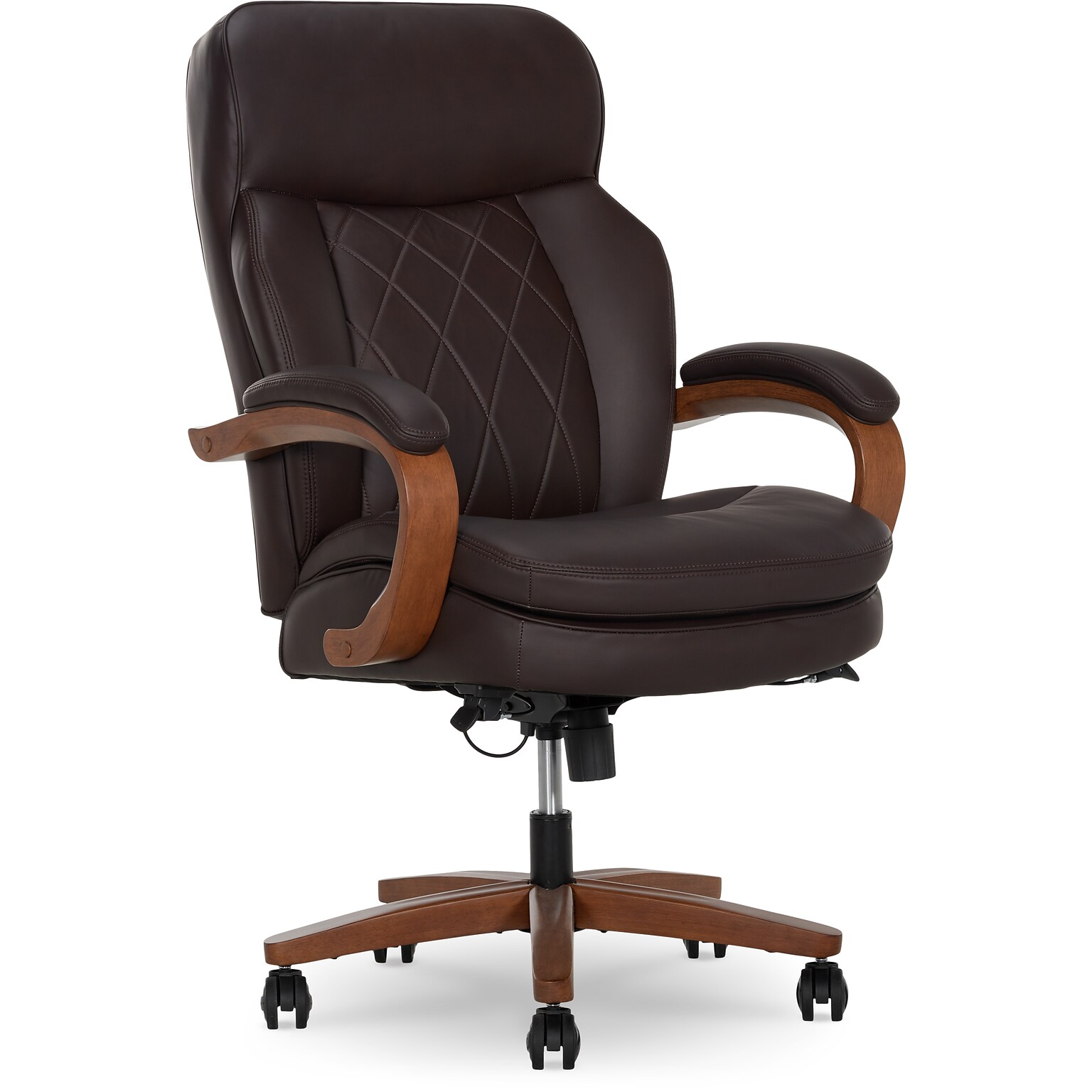 La-Z-Boy Colston Ergonomic Vegan Leather Swivel Executive Chair, Dark Brown (60120-DBRN)