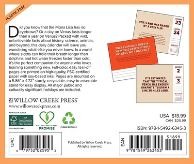 2027 Willow Creek Facts Crazier Than Fiction 5.4 x 6.2 Day-to-Day Calendar (63453)